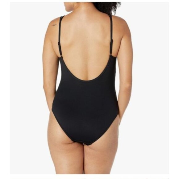 Seafolly Australia Black One-Piece Swimsuit US 6 UK 10 Double Strap Scoop Neck - Picture 2 of 8